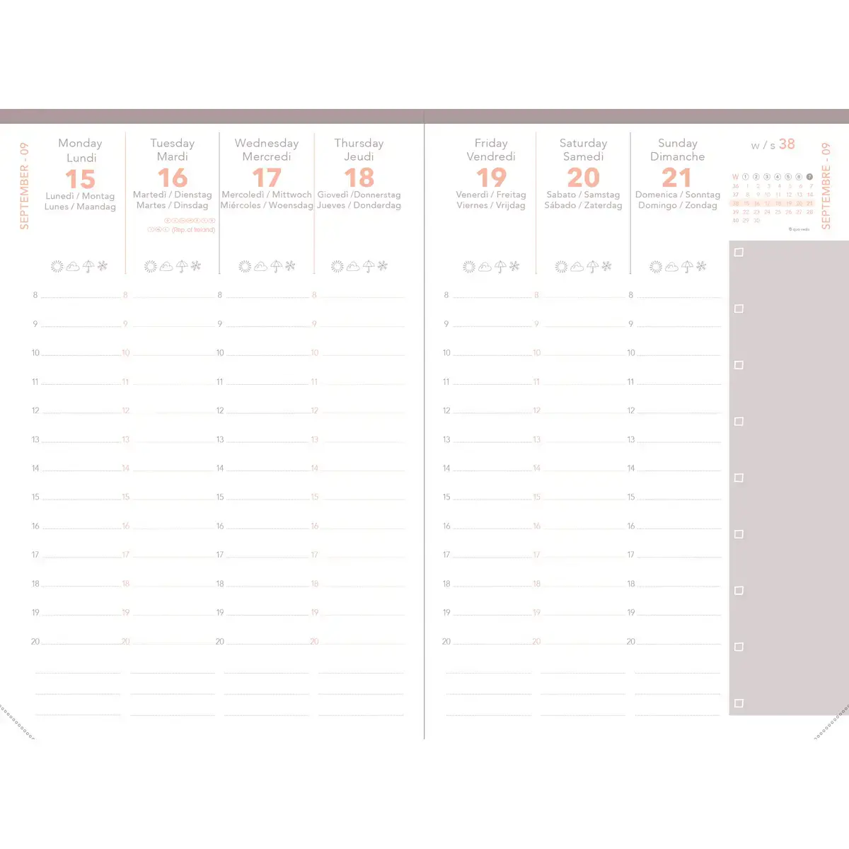 Agenda semainier AFFAIRES COLOR ML Ella - 10x15 cm - Beige - Décembre à décembre - QUO VADIS photo du produit