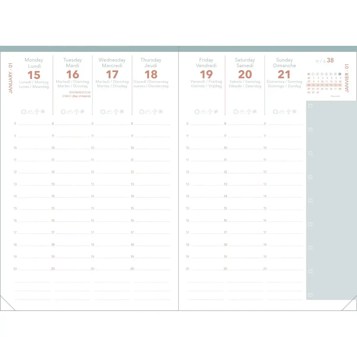 Agenda semainier AFFAIRES COLOR ML Ella - 10x15 cm - Beige - Décembre à décembre - QUO VADIS photo du produit