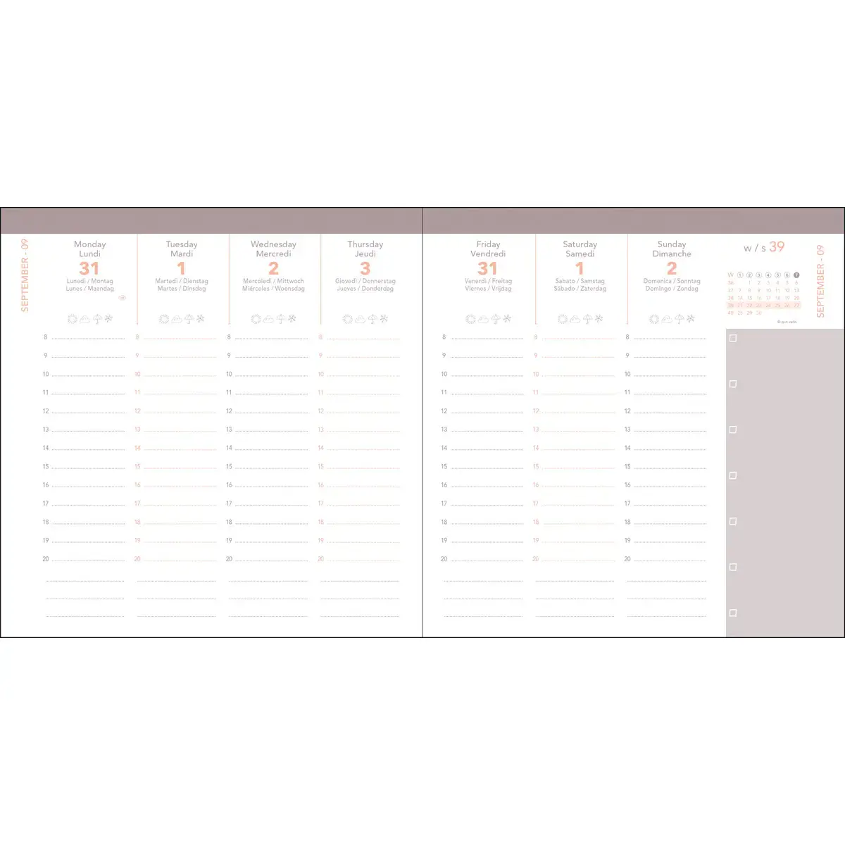 Agenda semainier EXECUTIF COLOR ML Ella - 16x16 cm - Vert- D&eacute;cembre &agrave; d&eacute;cembre - QUO VADIS photo du produit