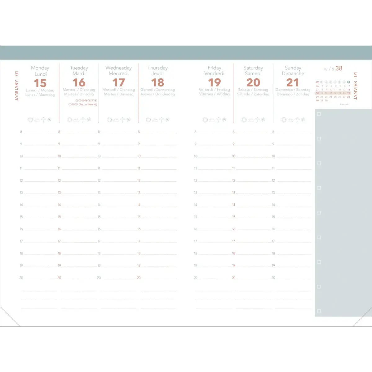 Agenda semainier MINISTRE COLOR ML Ella - 16x24 cm - Noir- D&eacute;cembre &agrave; d&eacute;cembre - QUO VADIS photo du produit
