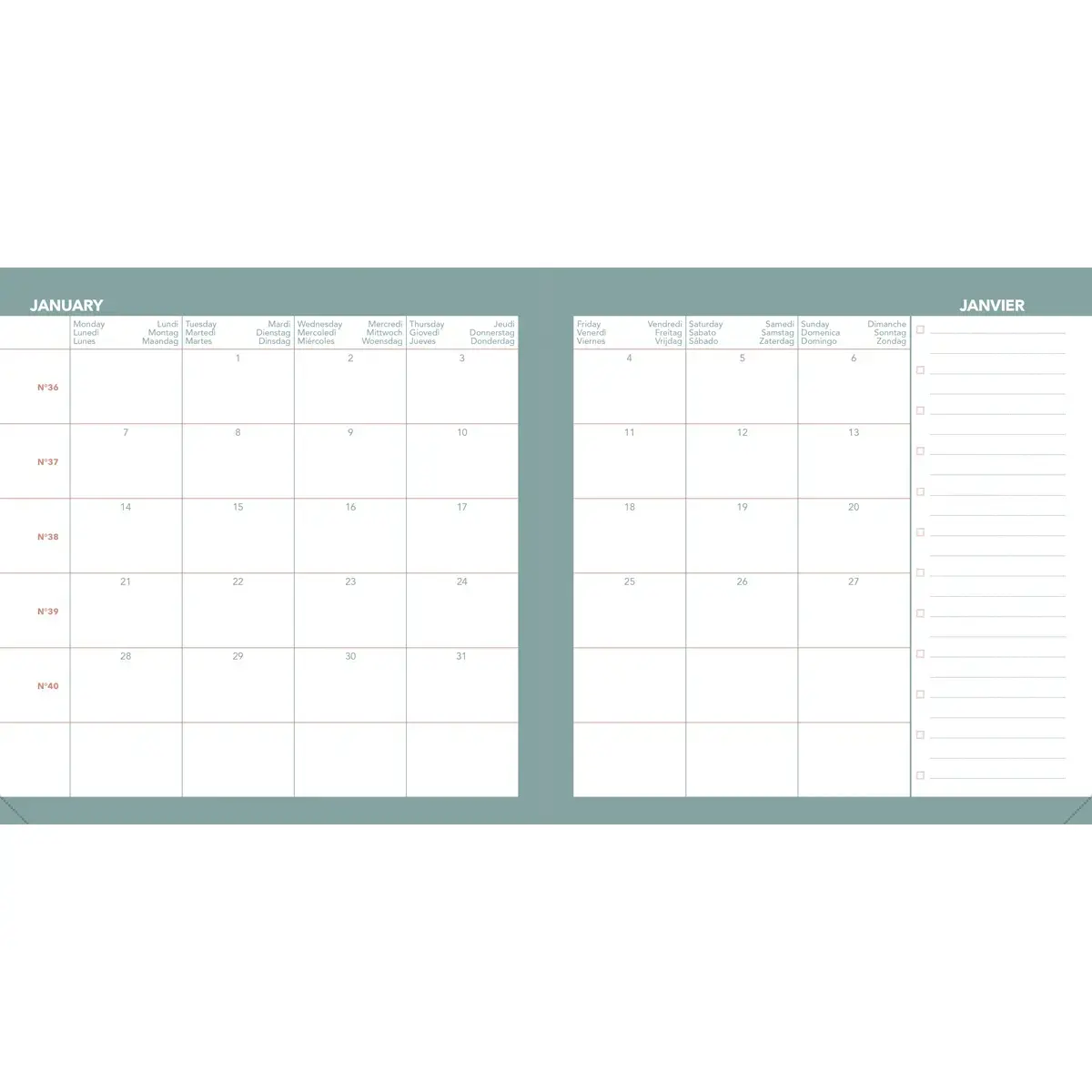 Agenda semainier EXECUTIF COLOR ML Pastel - 16x16 cm - Bleu- D&eacute;cembre &agrave; d&eacute;cembre - QUO VADIS photo du produit