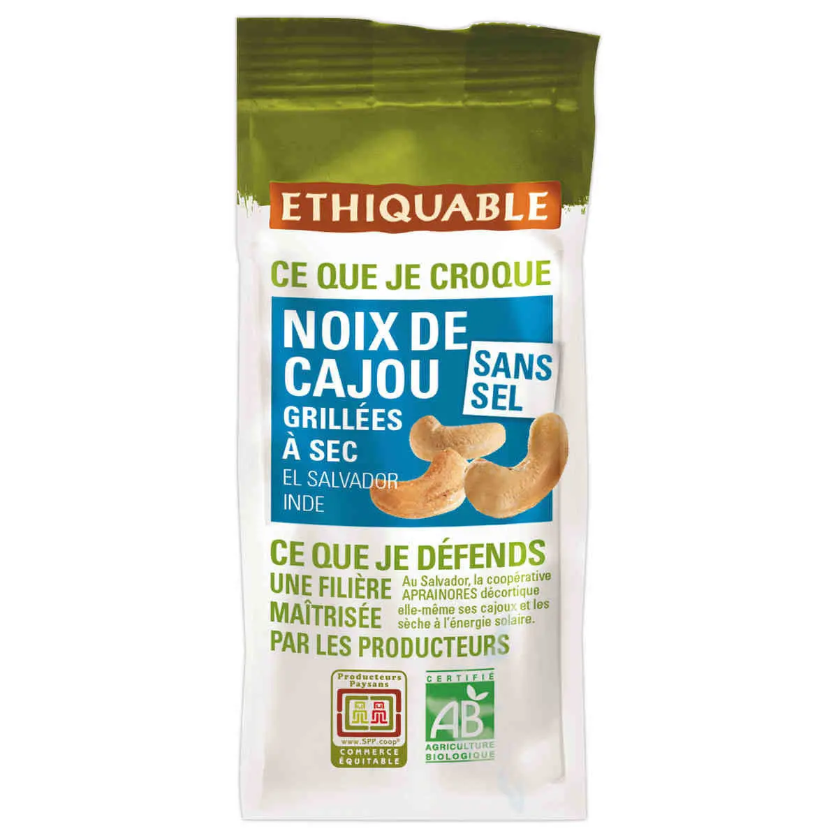 Noix de cajou sans sel Bio - 100g - ETHIQUABLE photo du produit