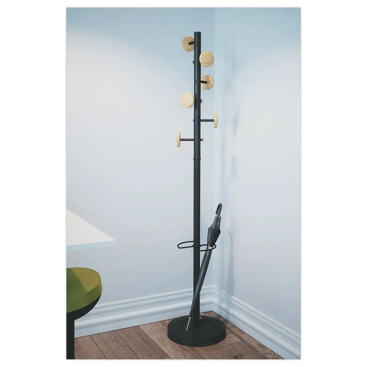 Portemanteau 6 patères bois MUSIC - Noir - ALBA photo du produit