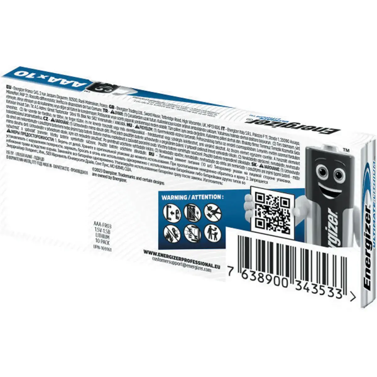 10 Piles lithium Ultimate L92 (AAA) - Energizer photo du produit