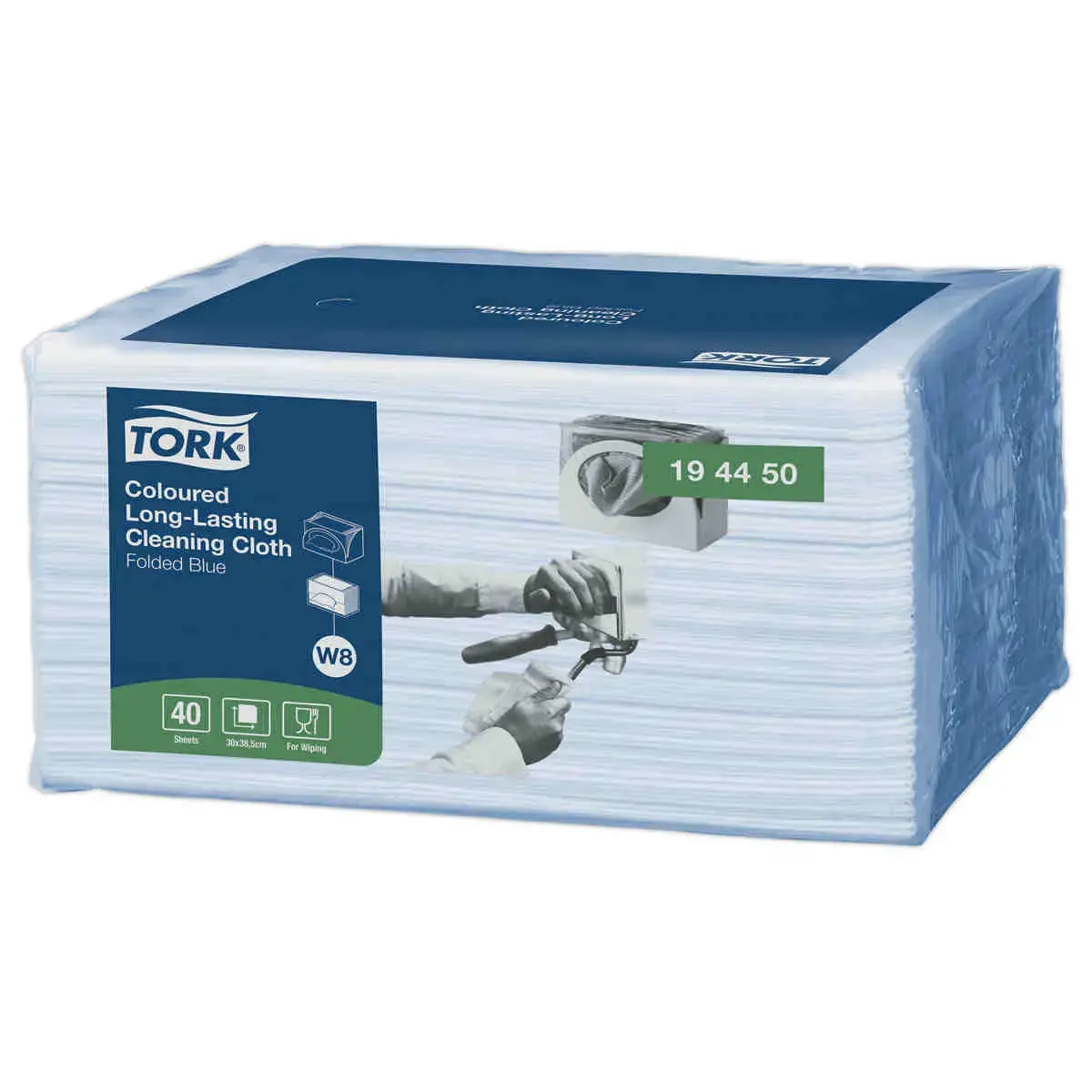 8 Paquets de 40 chiffons longue durée - Bleu - TORK photo du produit