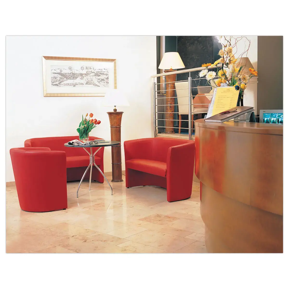 Si&egrave;ge une place simili cuir rouge photo du produit