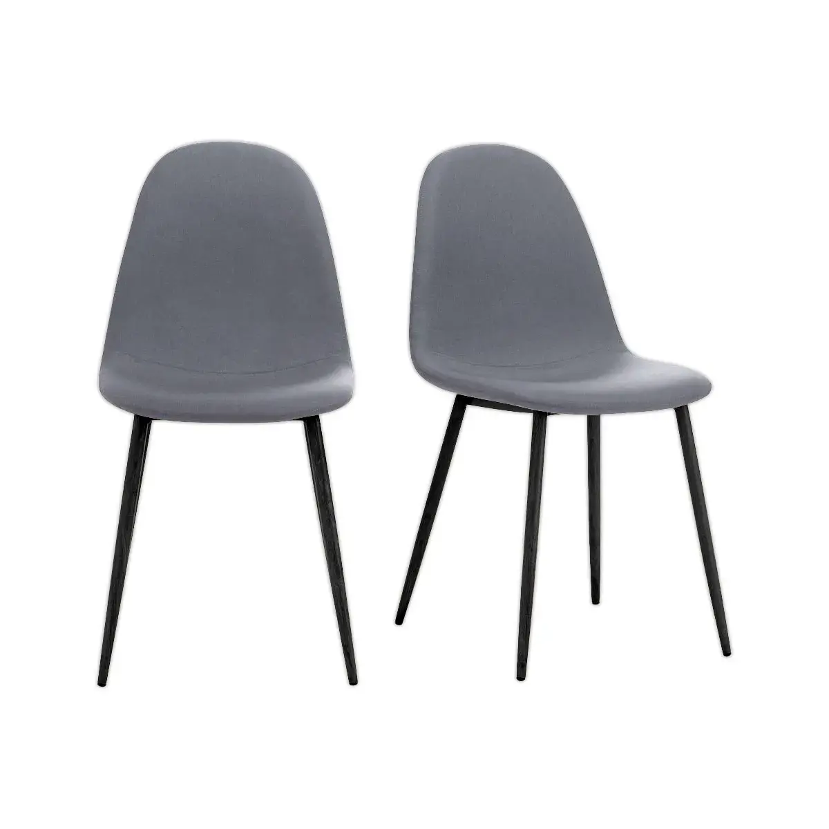 2 Chaises MUST H87 x P54 x L45 cm pied noir assise grise photo du produit