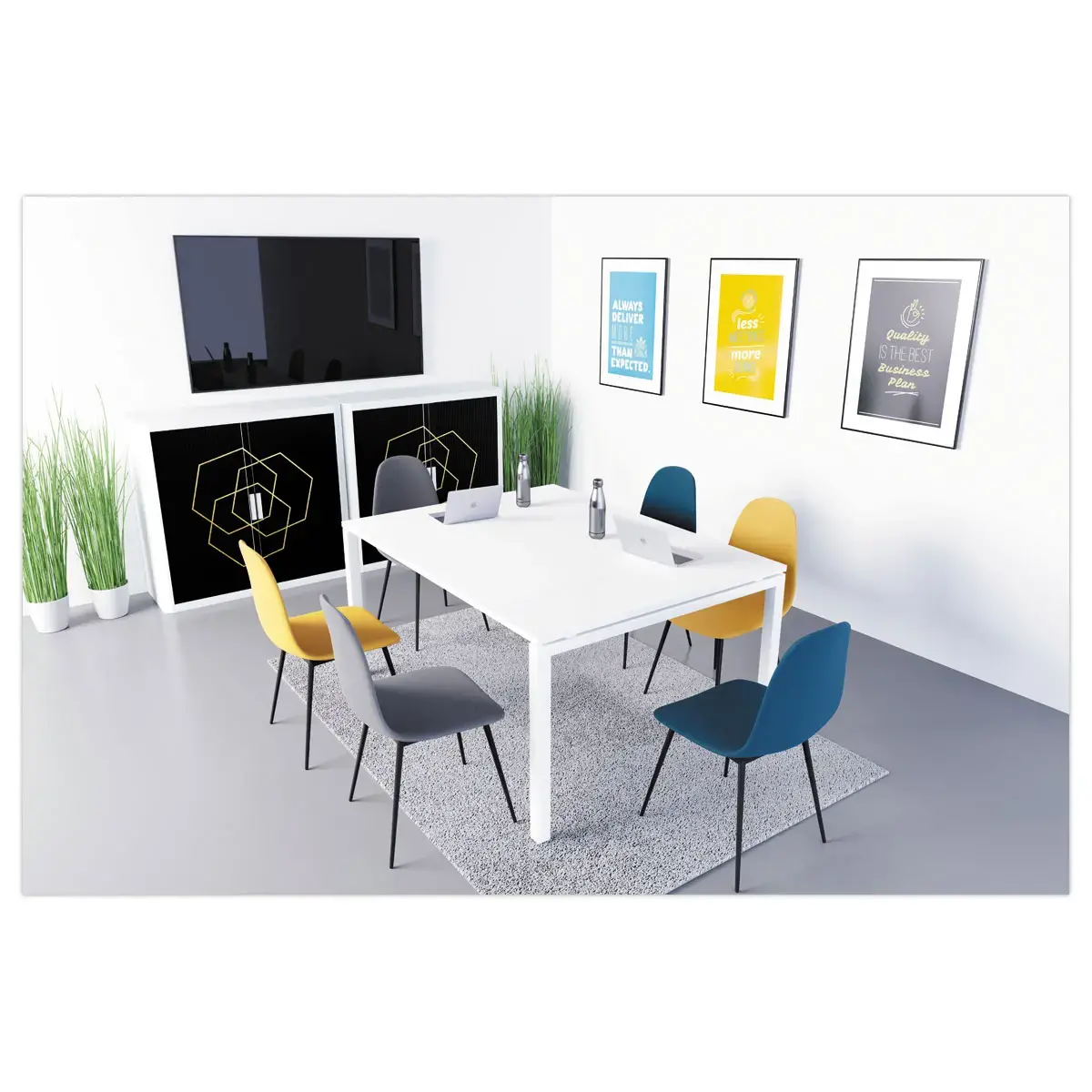 2 Chaises MUST H87 x P54 x L45 cm pied noir assise grise photo du produit