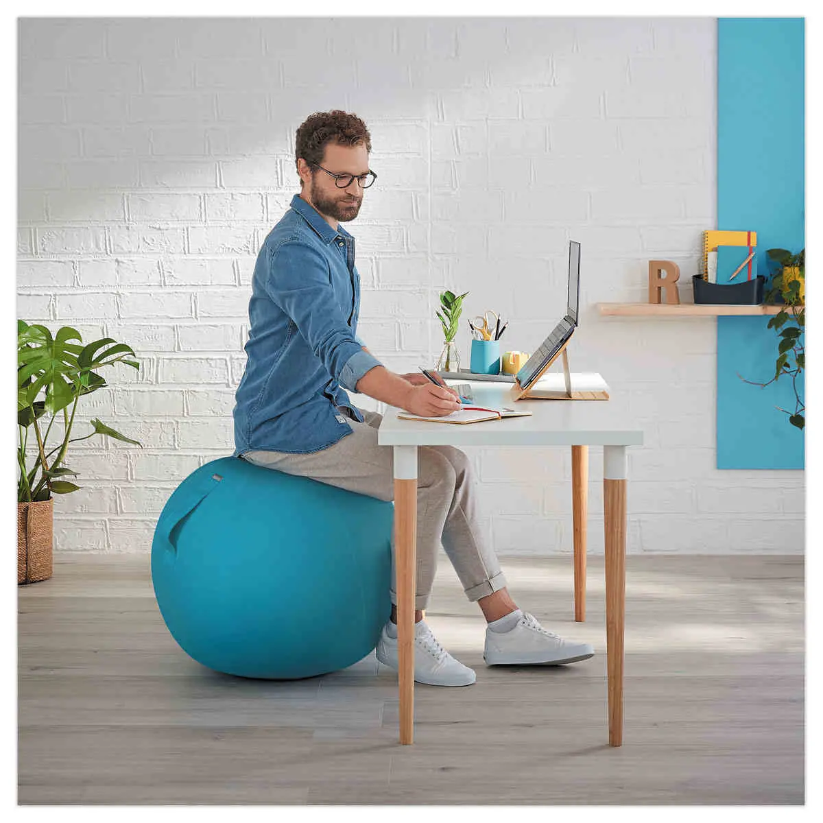 Ballon assise ergonomique Ergo Cosy Active - Diam&egrave;tre 65 cm - Bleu - LEITZ photo du produit