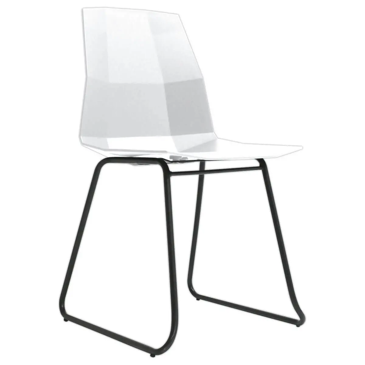 2 Chaises cube pieds trapèze noirs assise blanche photo du produit