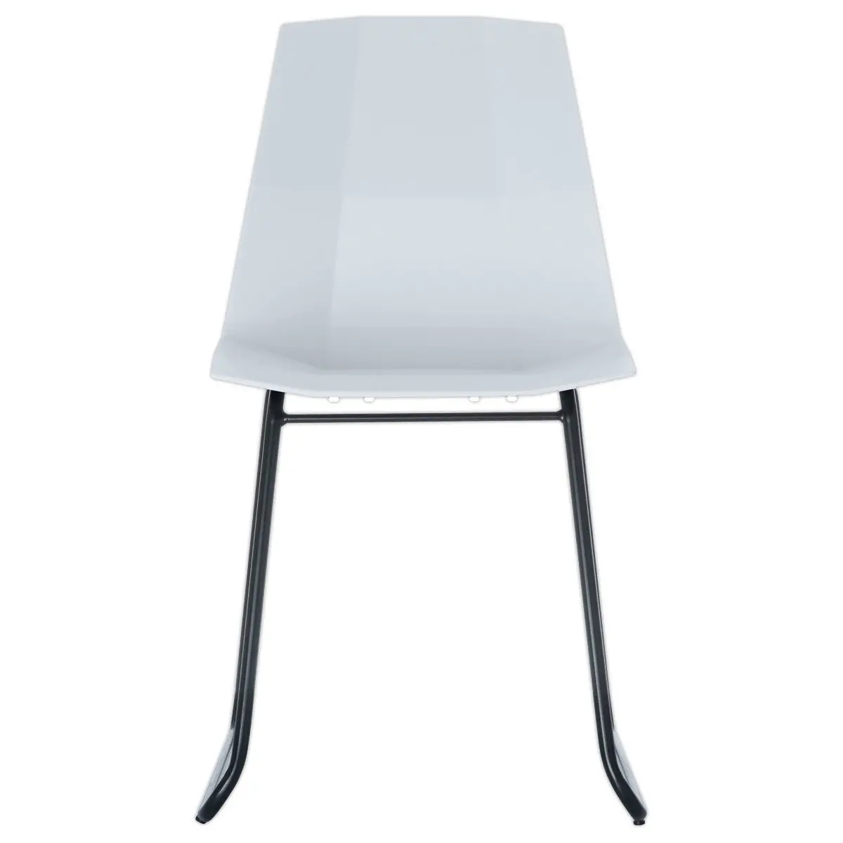 2 Chaises cube pieds trapèze noirs assise blanche montées photo du produit