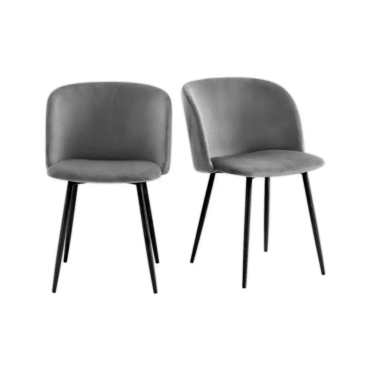 2 Fauteuils Must Pied noir assise grise mont&eacute;s photo du produit