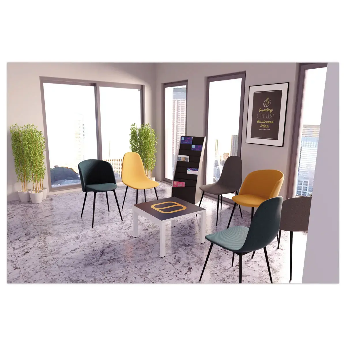 2 Fauteuils Must Pieds noirs assise jaune photo du produit