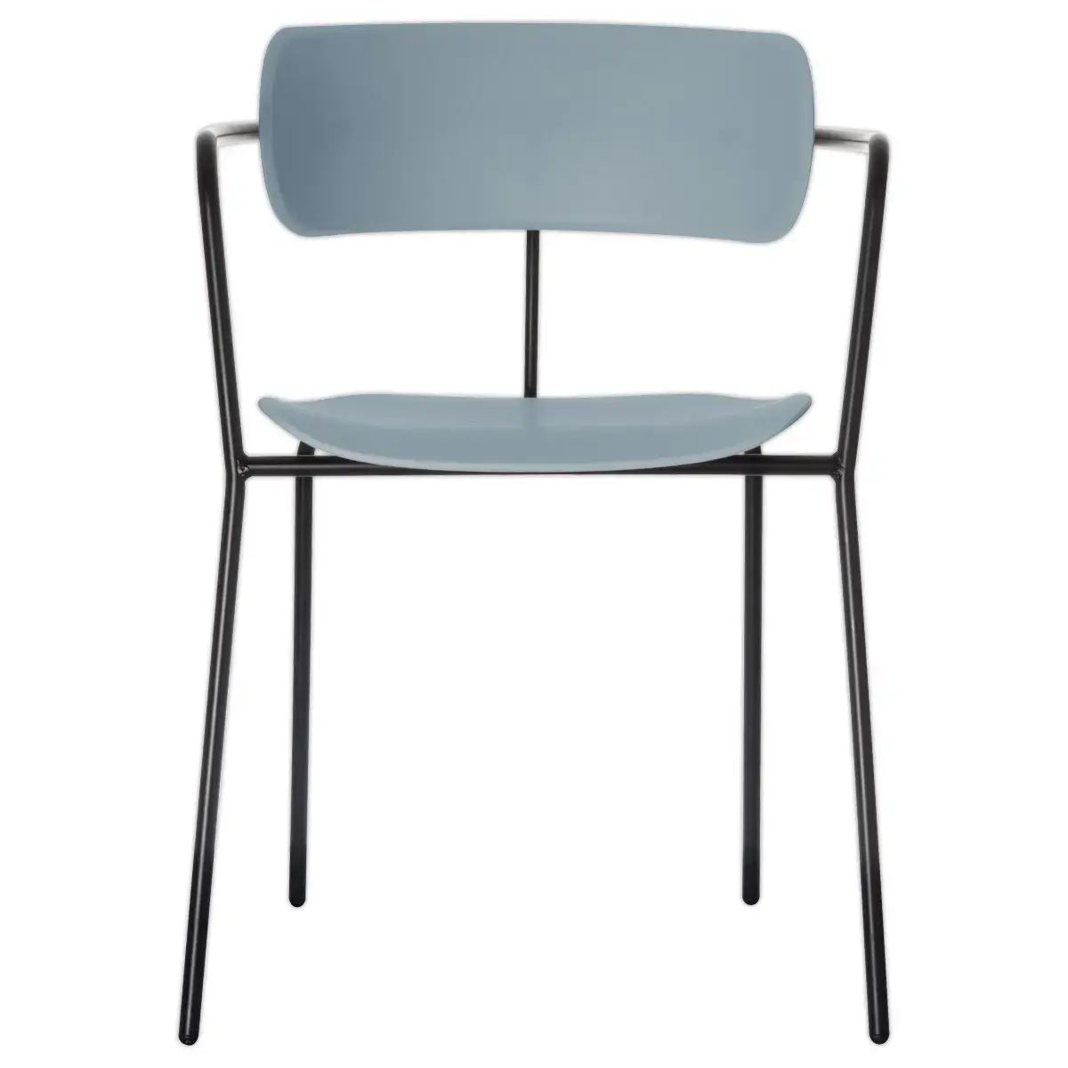 2 Chaises bistro pieds noirs assise bleue mont&eacute;es photo du produit
