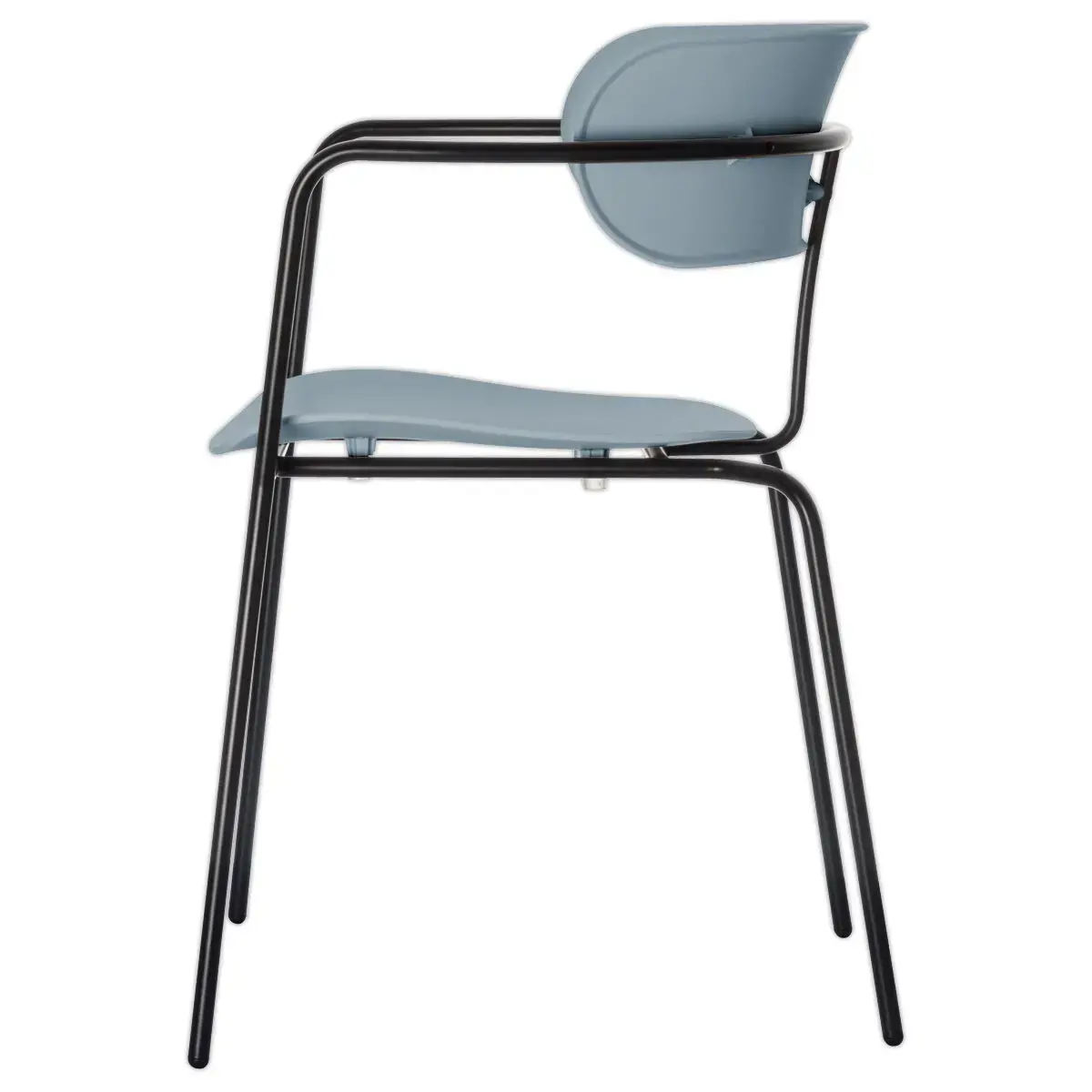 2 Chaises bistro pieds noirs assise bleue mont&eacute;es photo du produit