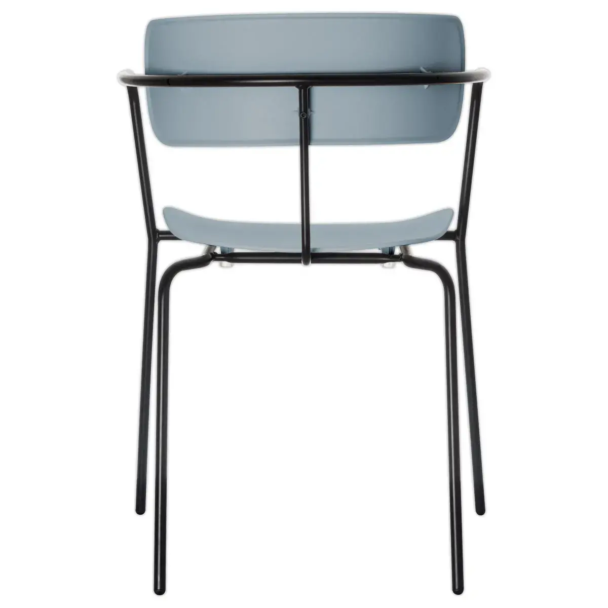 2 Chaises bistro pieds noirs assise bleue mont&eacute;es photo du produit