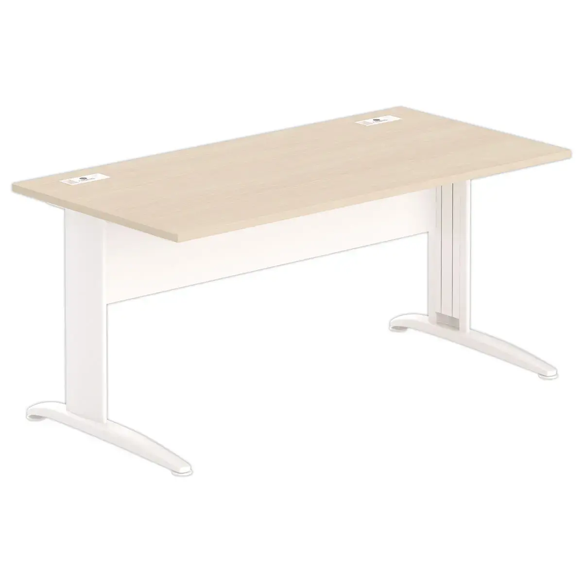 Bureau Buenos Aires - 160 x 80 cm - Plateau acacia clair et pieds blancs - Fiducial photo du produit