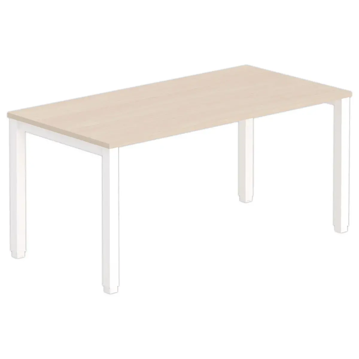 Bureau Bruxelles &ndash; 160 x 80 cm &ndash; Plateau acacia et pieds blancs - FIDUCIAL photo du produit