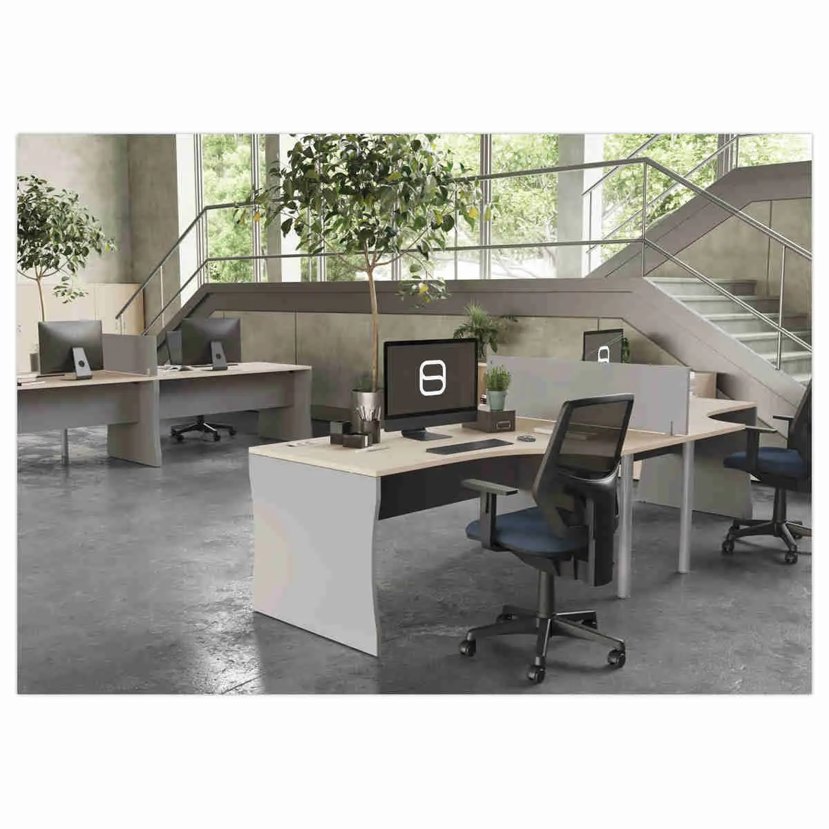 Bureau BUDAPEST compact retour &agrave; gauche acacia L160 photo du produit