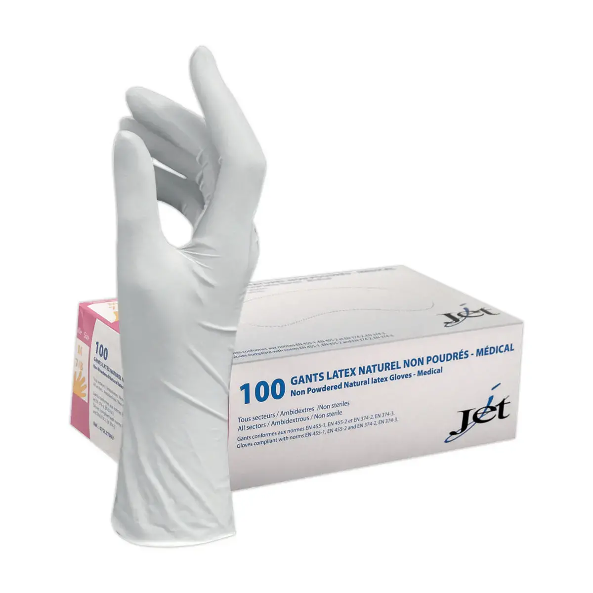 100 Gants en latex naturel non poudrés - Taille 8/M - Effet seconde peau photo du produit