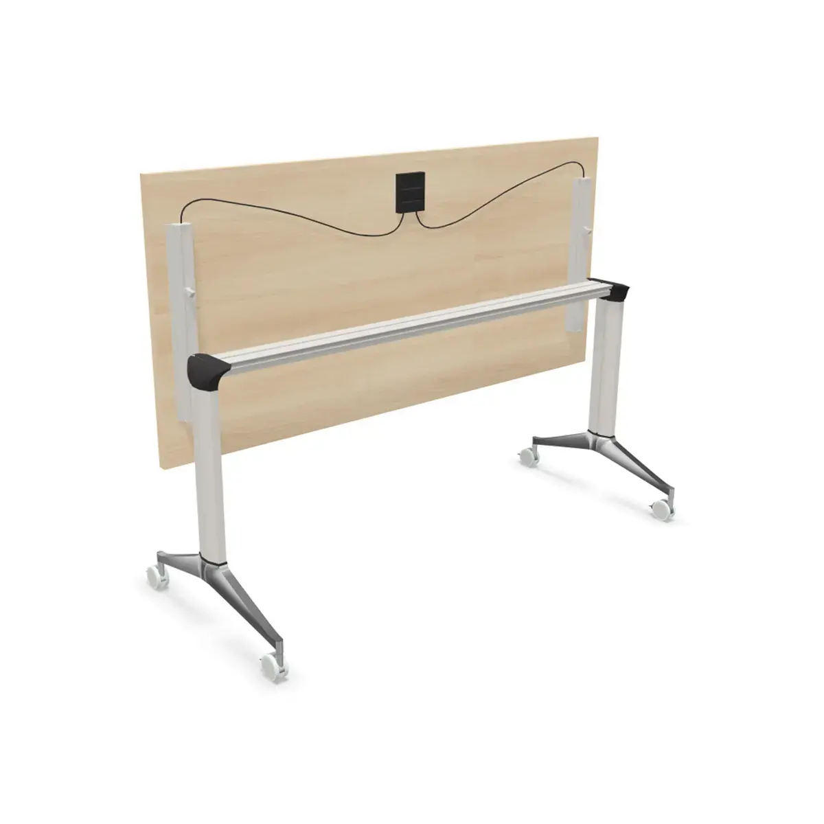 Table rabattable à roulettes - 150 x 70 cm - Acacia/alu photo du produit
