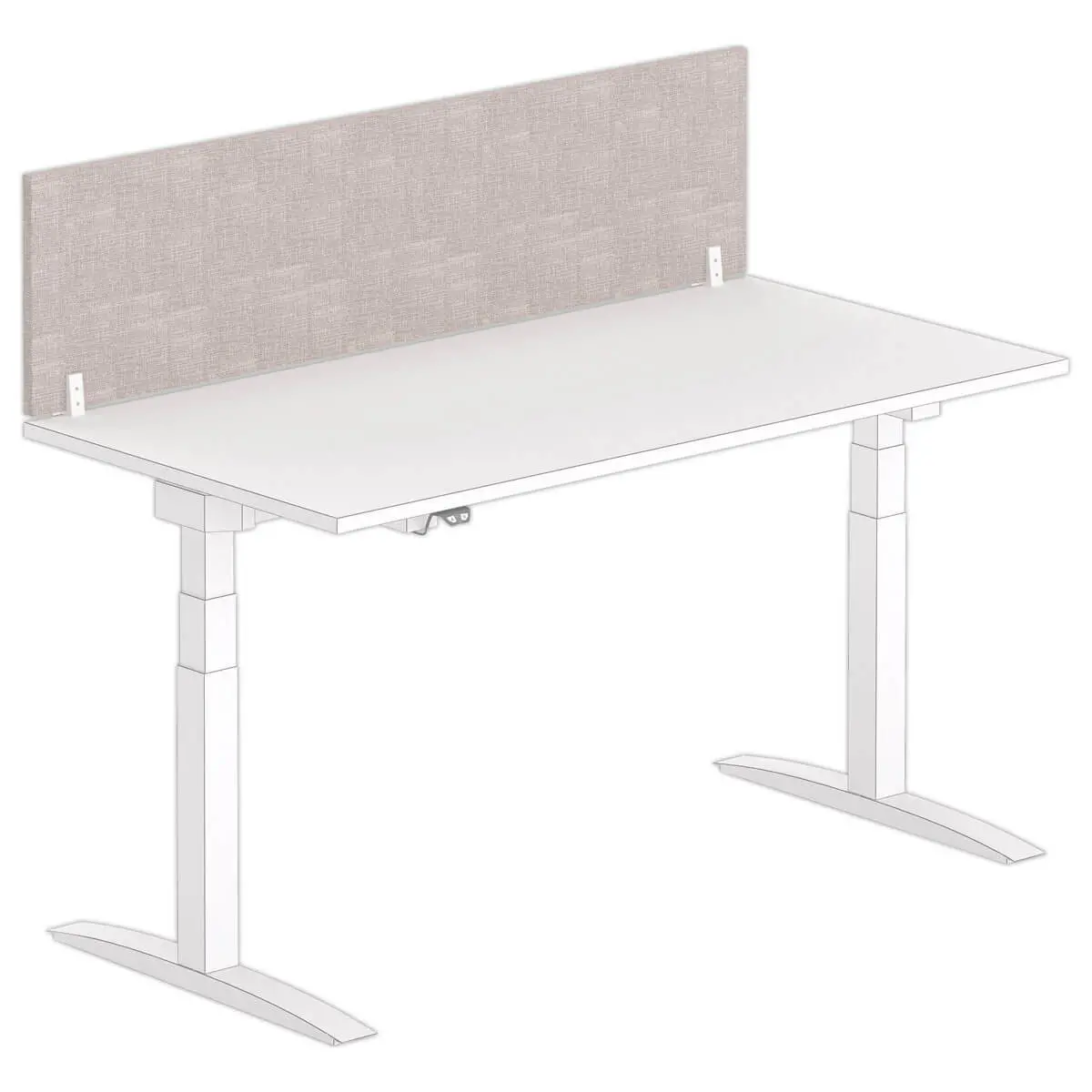 Cloisonnette acoustique pour bureau - L.160 - Gris et pince blanche photo du produit