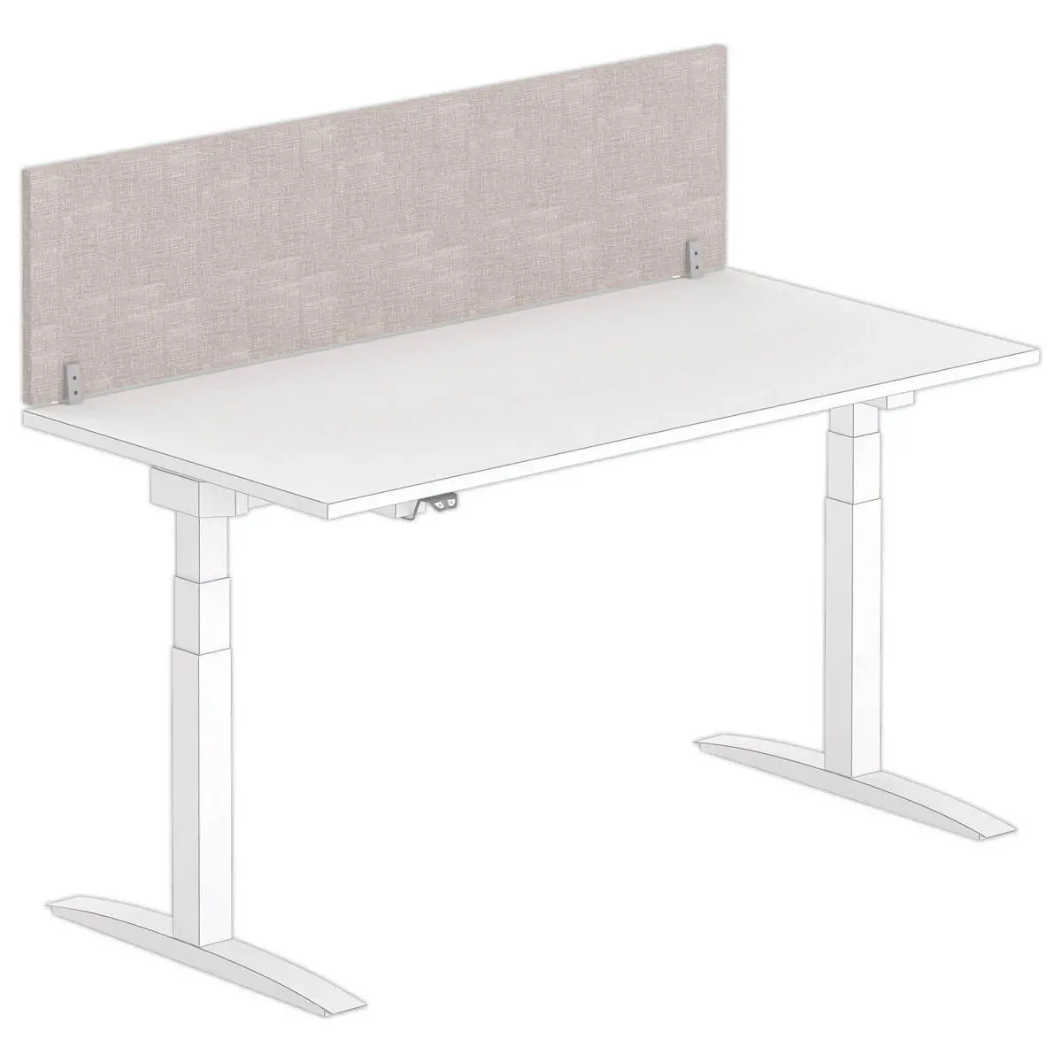 Cloisonnette acoustique pour bureau - L.160 - Gris et pince alu photo du produit