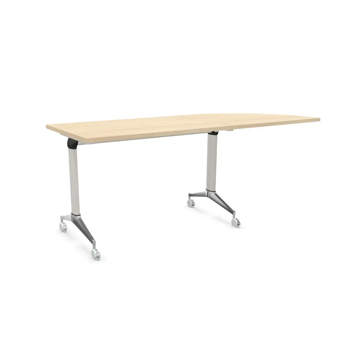 Table rabattable &agrave; roulettes - Angle gauche - Acacia clair et alu - 190x70 cm photo du produit