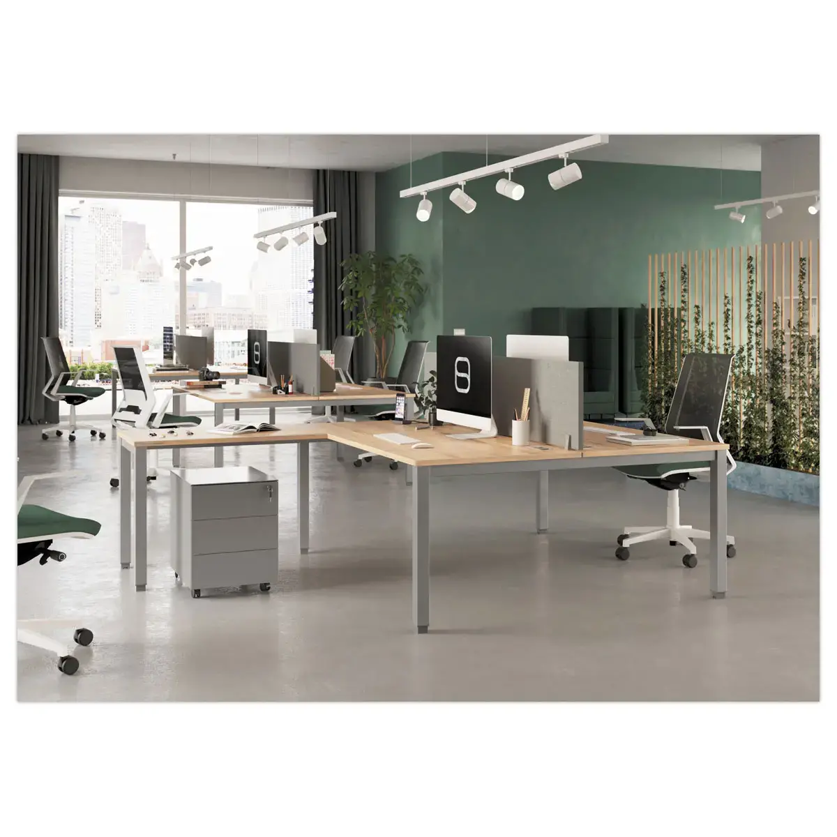Bureau vis à vis 4 pieds 140 X 160 X 74 blanc/blanc photo du produit