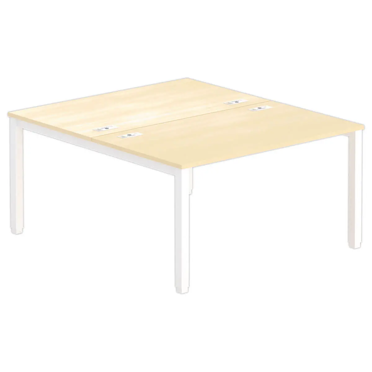 Bureau vis &agrave; vis 4 pieds 140 X 160 X 74 h&ecirc;tre/blanc photo du produit