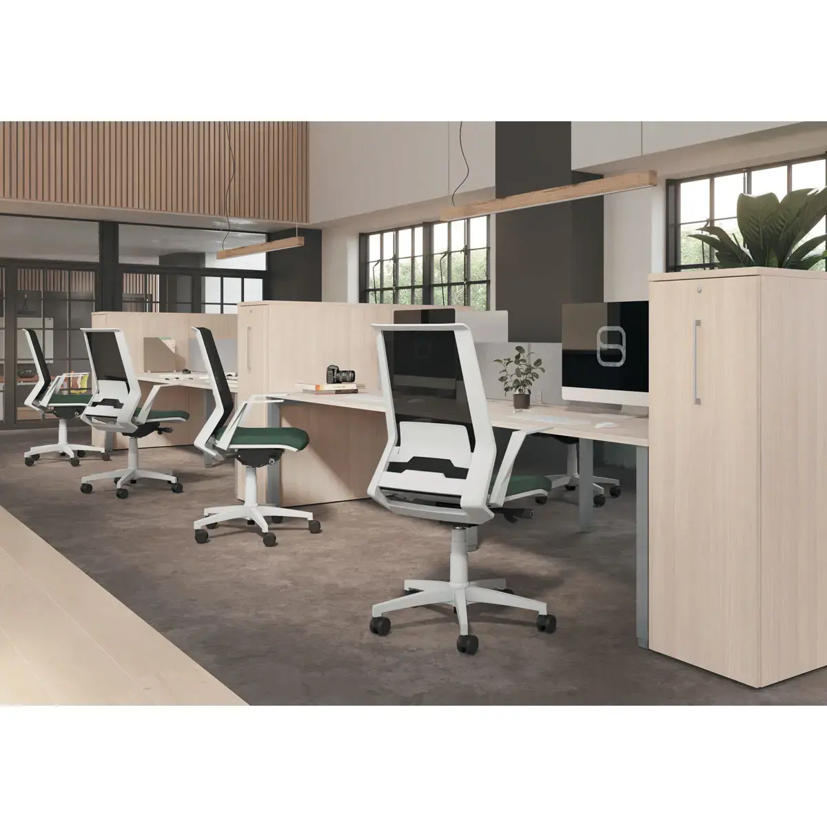 Bureau vis à vis 4 pieds 160 X 160 X 74 hêtre/blanc photo du produit