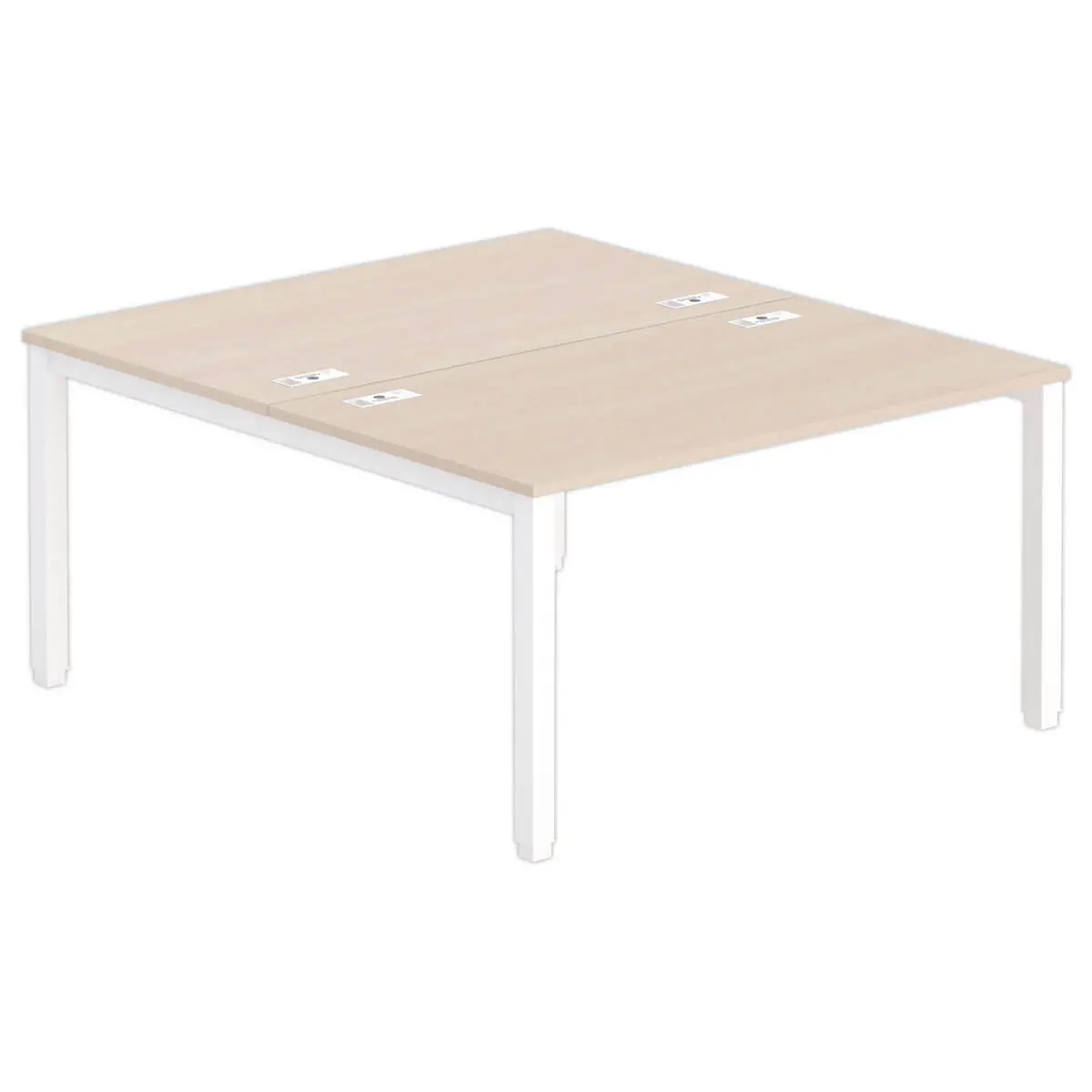 Bureau vis à vis 4 pieds 140 X 160 X 74 acacia/blanc photo du produit