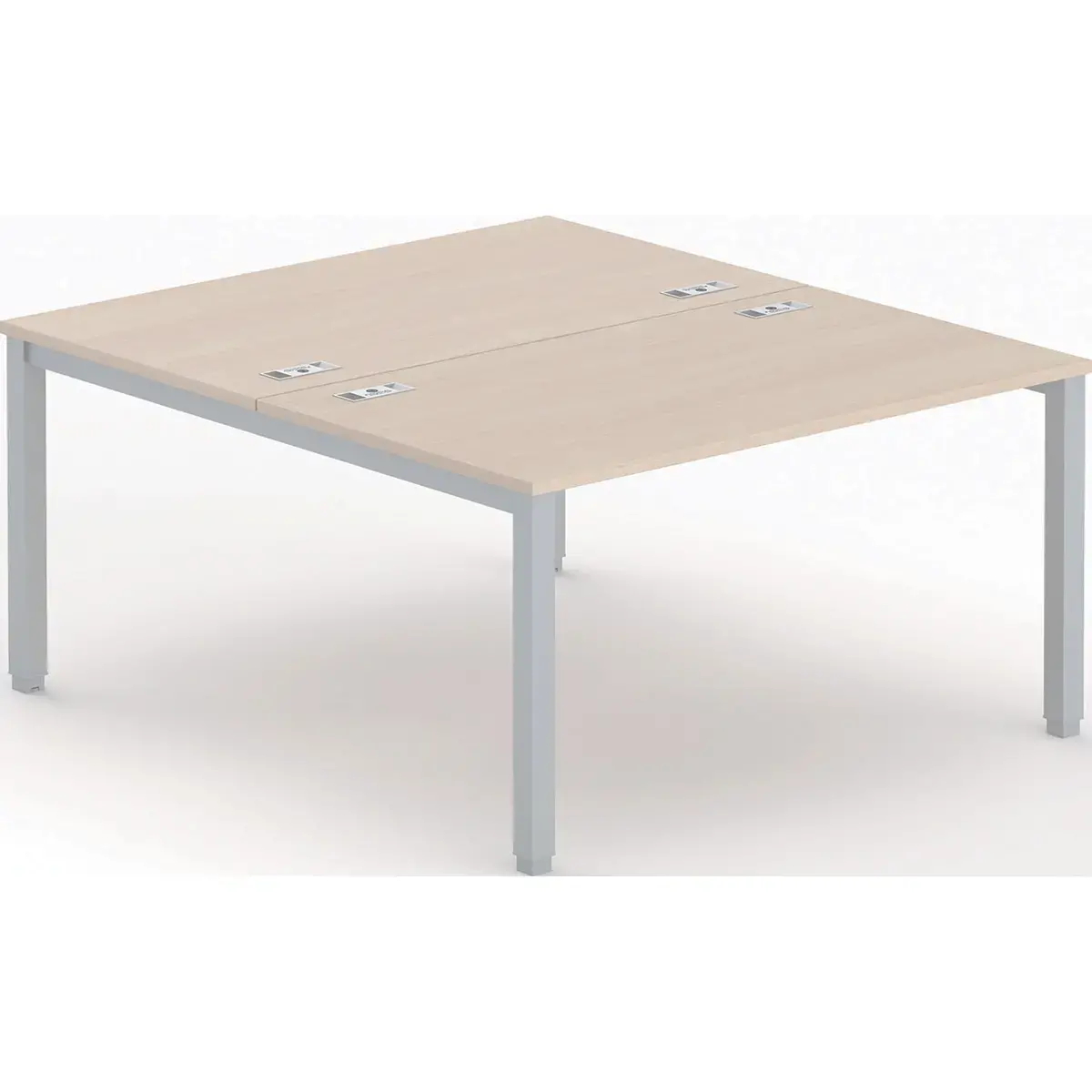 Bureau vis &agrave; vis 4 pieds 140 X 160 X 74 acacia/alu photo du produit