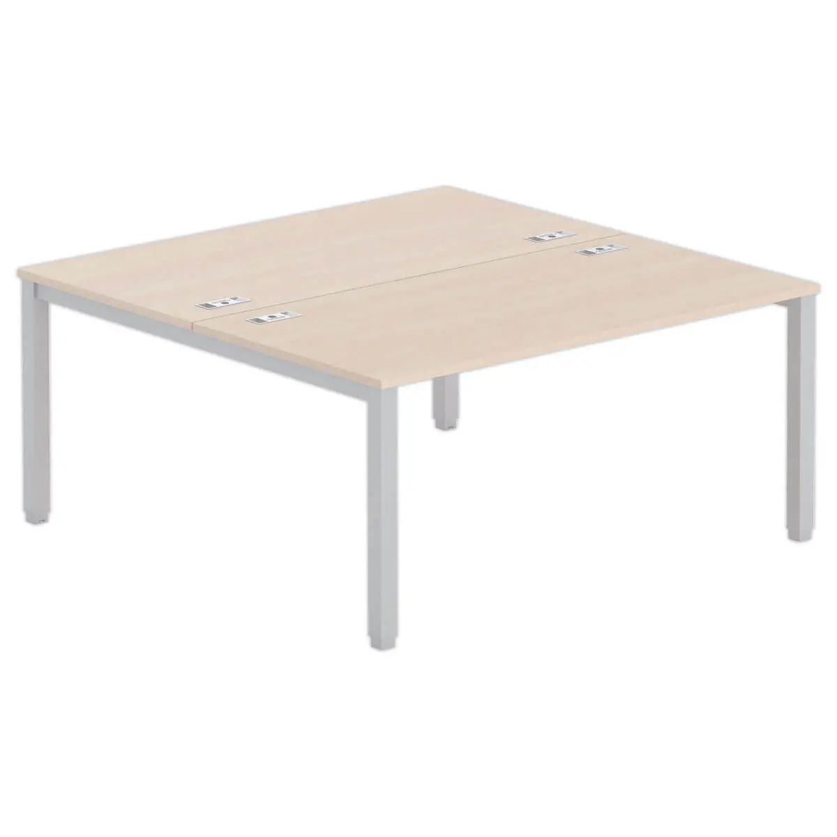 Bureau vis à vis 4 pieds 160 X 160 X 74 acacia/alu photo du produit