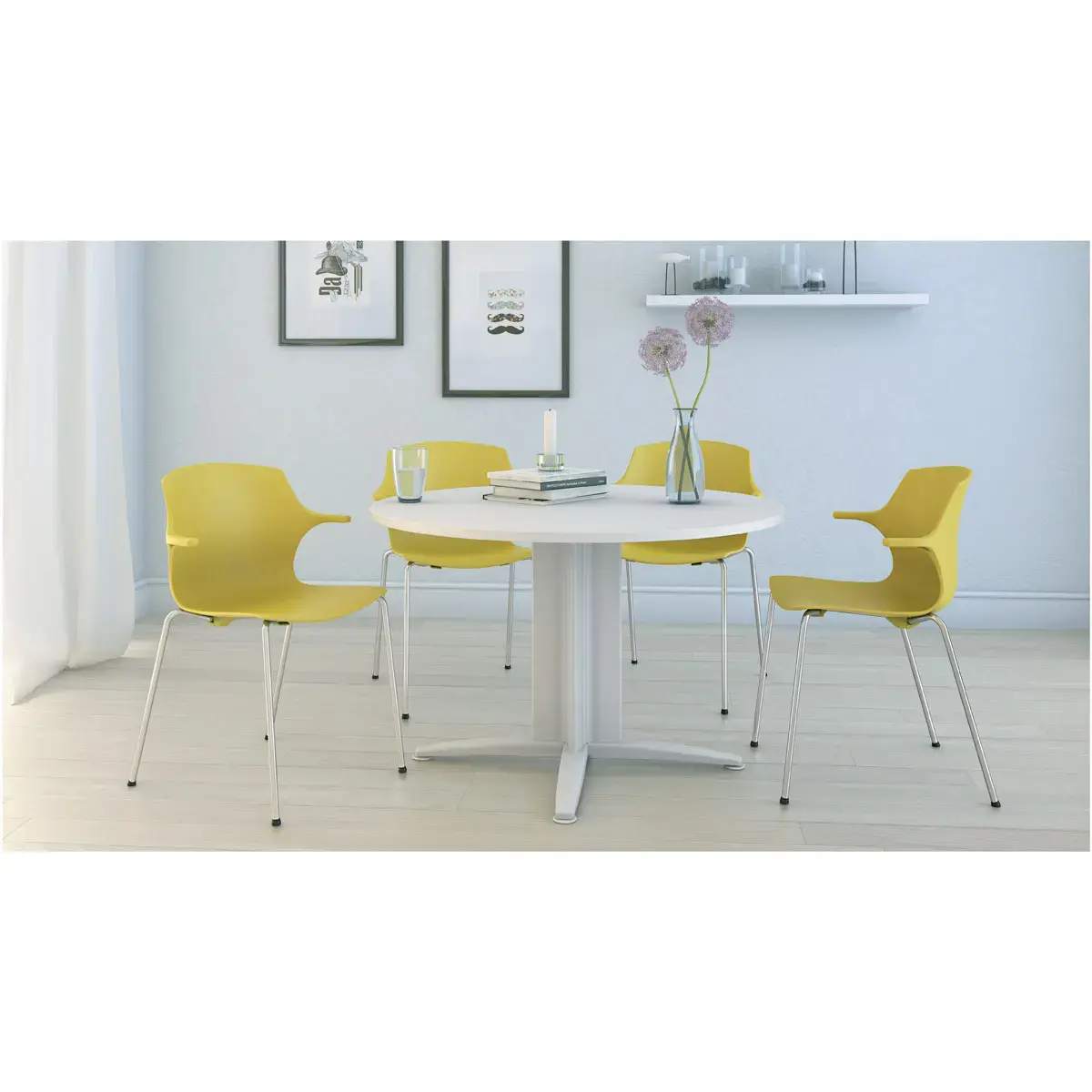 Table réunion ronde diam. 116 cm acacia/aluminium photo du produit