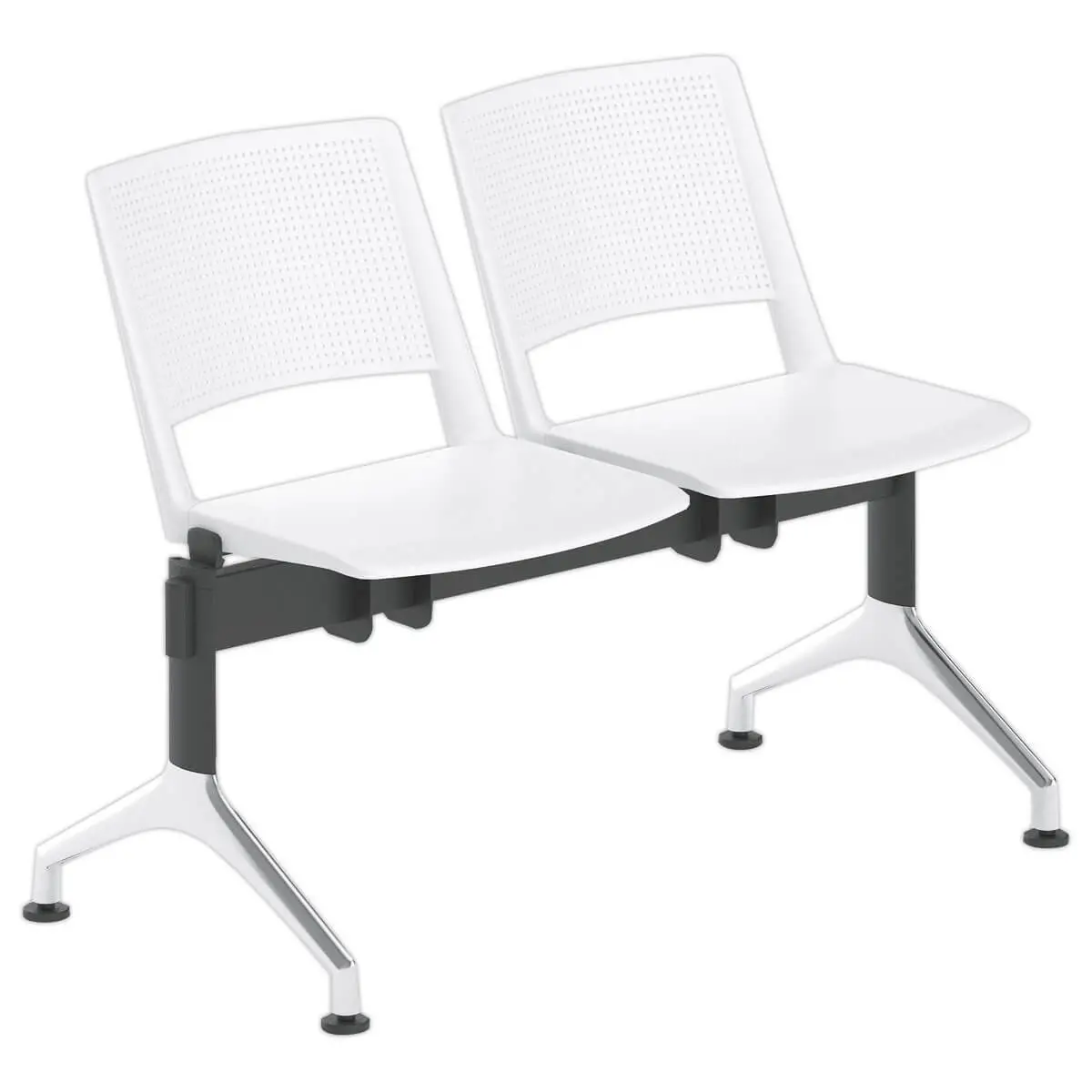 Poutre 2 places sièges blancs TOM structure noire pieds alu sans acc. photo du produit