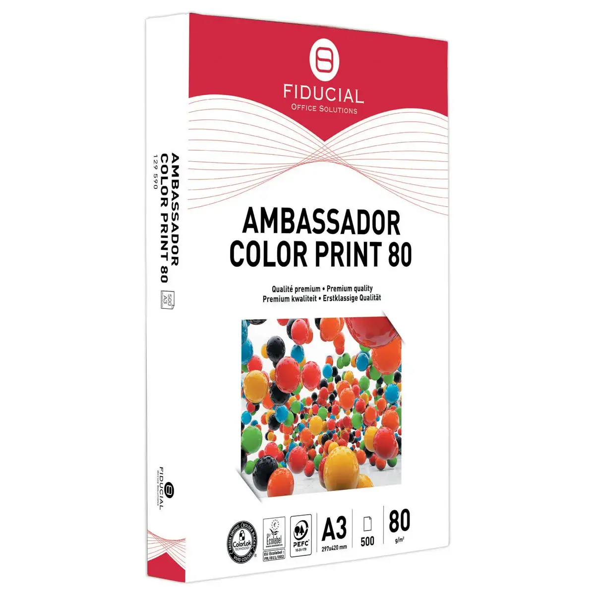 3 Ramettes de 500 feuilles de papier blanc Ambassador Color Print - A3 80g - Fiducial photo du produit