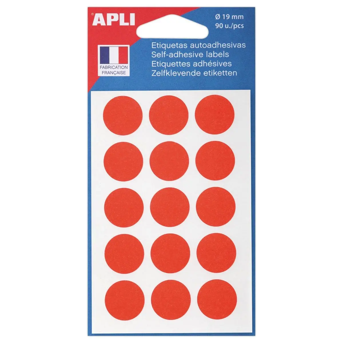 Pastilles gommettes de signalisation rondes - Ø19 mm - rouge - APLI photo du produit