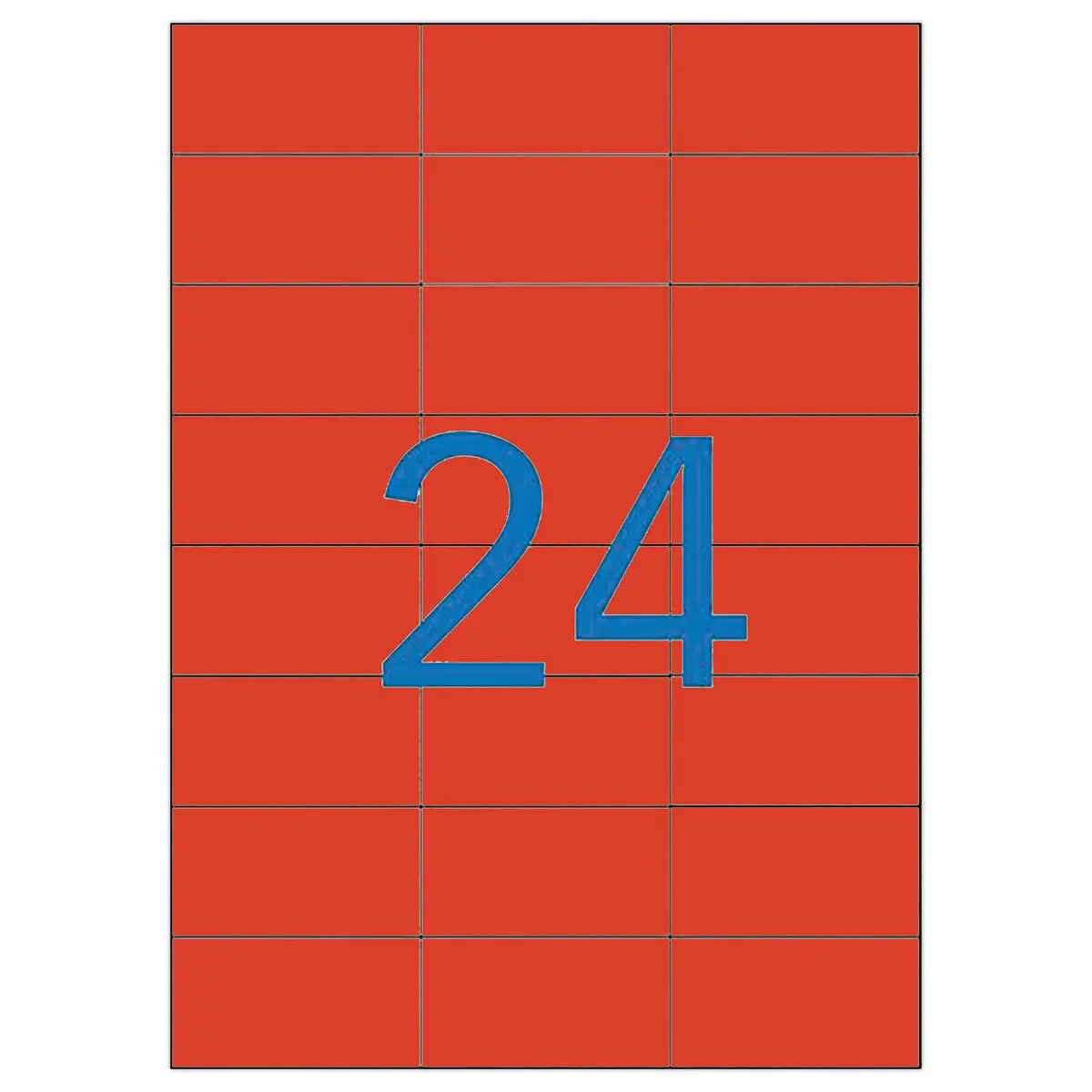 100 Planches d'étiquettes 70x37 mm par 2400/boîte, rouge photo du produit