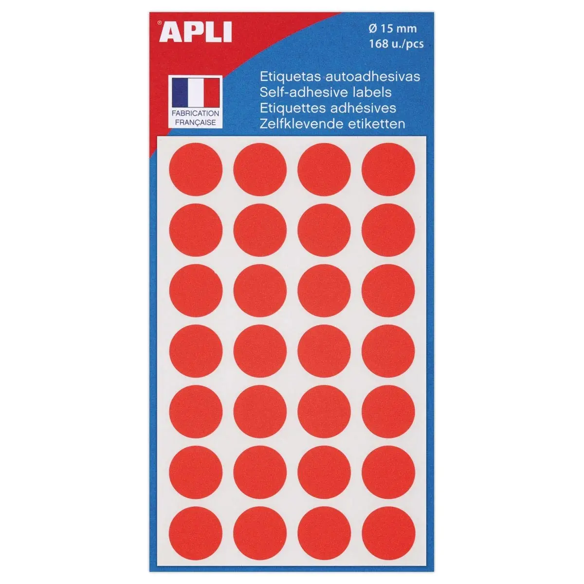 Pastilles gommettes de signalisation rondes - Ø15 mm - Rouge - APLI photo du produit