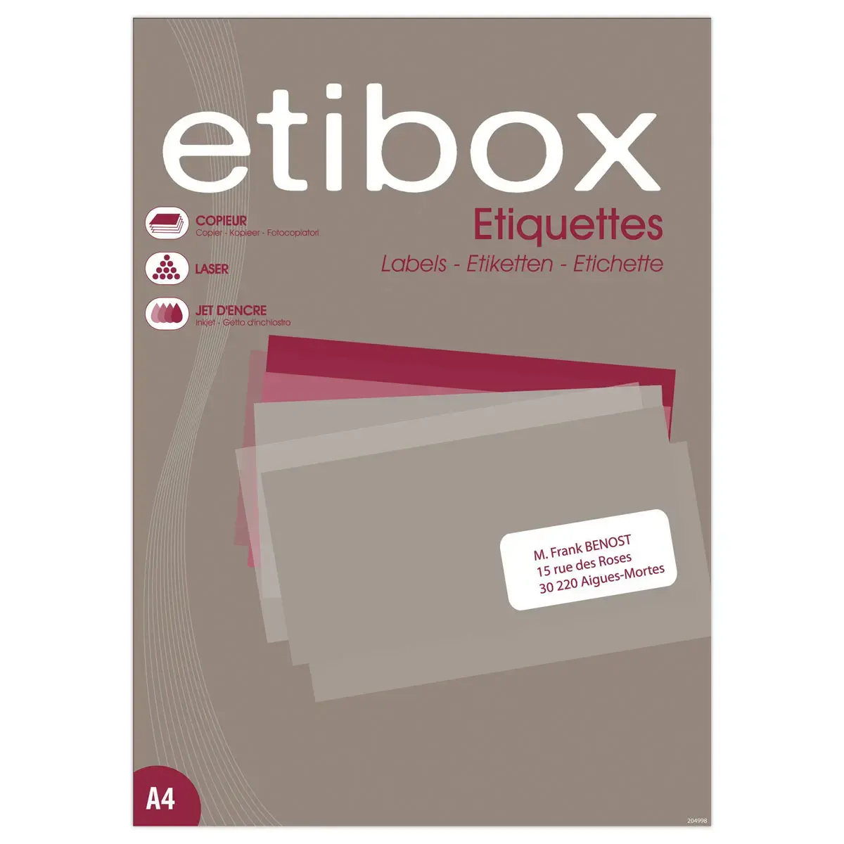 100 Planches d'&eacute;tiquettes 210 x297 - rouge photo du produit