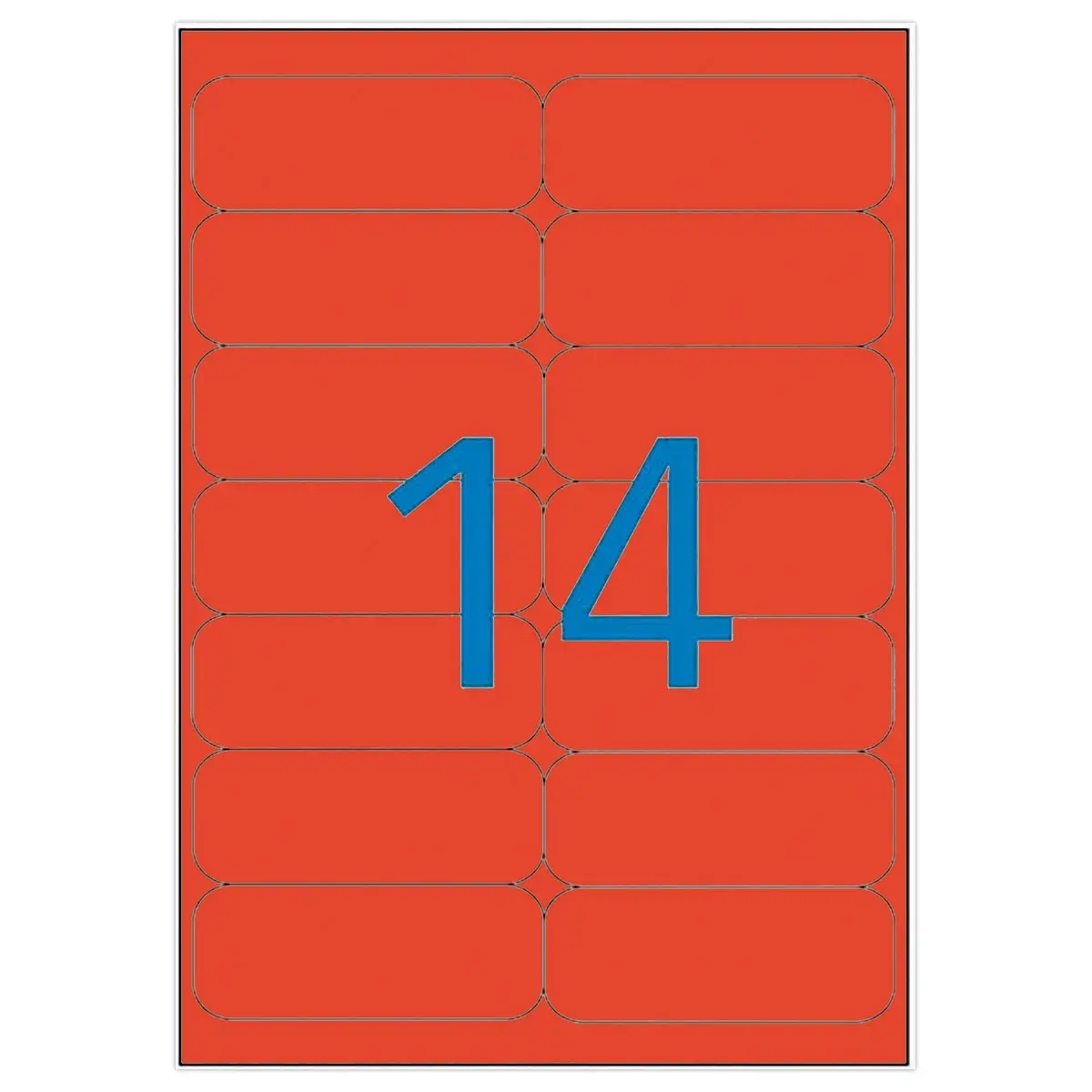 20 Planches de 280 &eacute;tiquettes fluorescentes 99,1x38,1 rouge fluorescent photo du produit