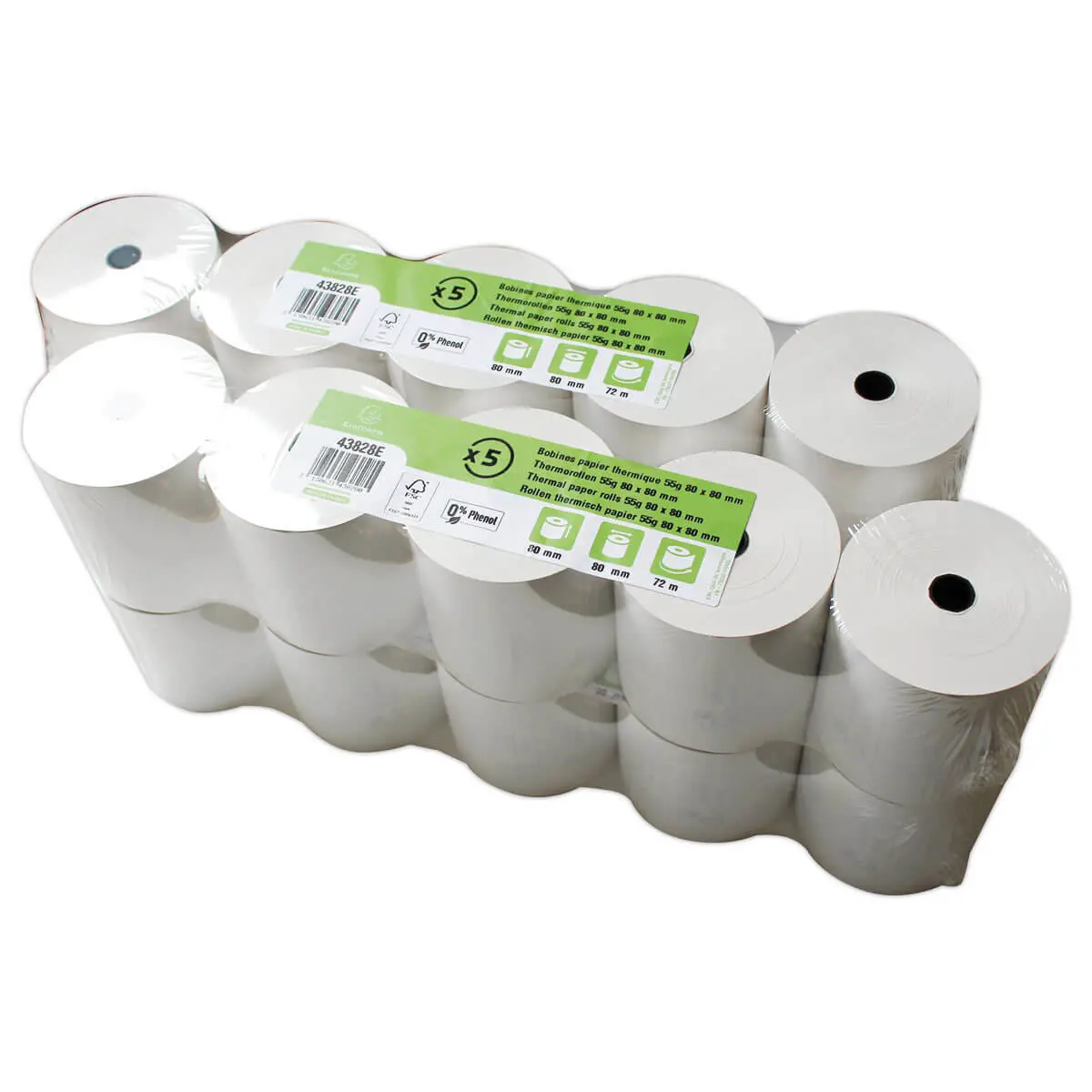 20 Bobines de papier thermique pour caisses Ø 8 cm - sans phénol - EXACOMPTA photo du produit