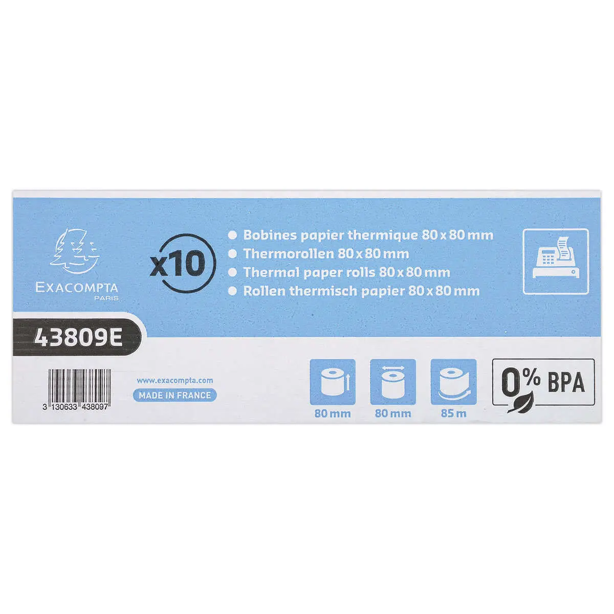 10 Bobines caisses et terminaux point de vente - 80 x 80 x 12 mm - EXACOMPTA photo du produit