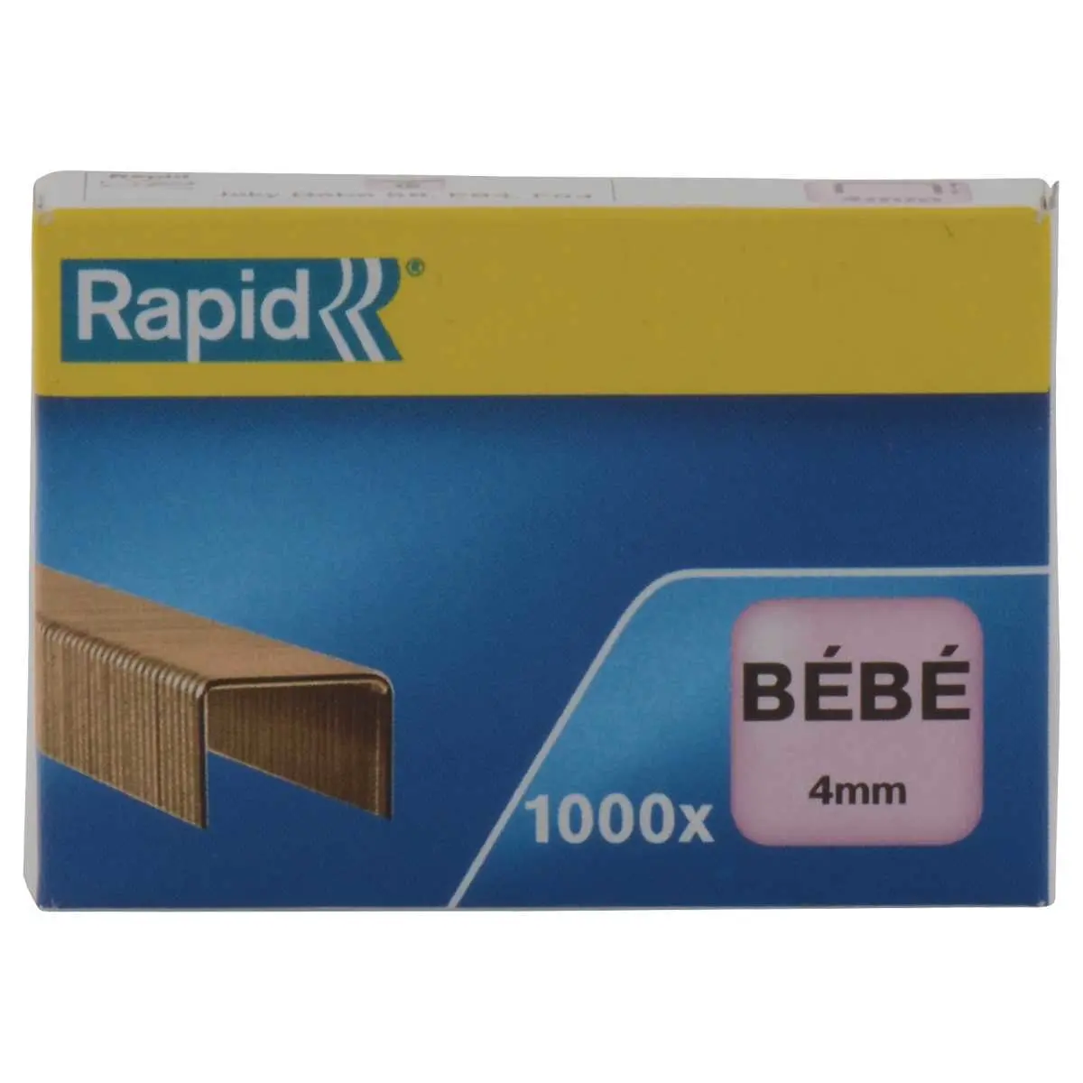 1000 Agrafes B&eacute;b&eacute; cuivr&eacute;es pour agrafeuses de bureau - 4 mm - RAPID photo du produit