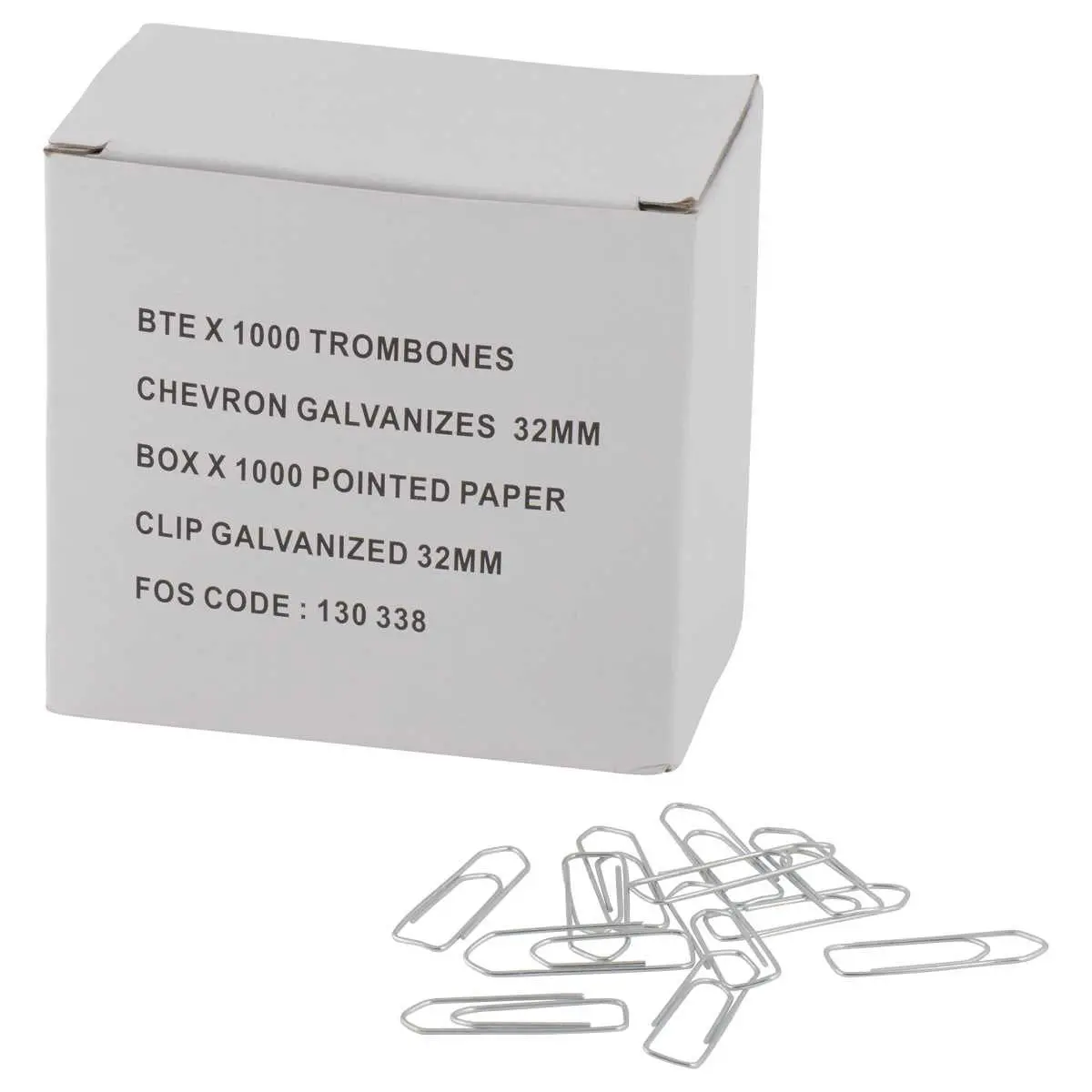 1000 Trombones acier galvanis&eacute; 32 mm photo du produit