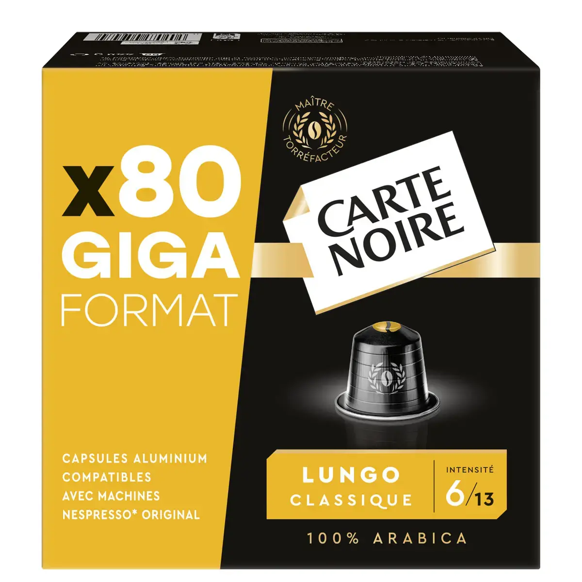 Caf&eacute; torr&eacute;fi&eacute; moulu en capsules compatibles Nespresso* - Giga Format x80 photo du produit