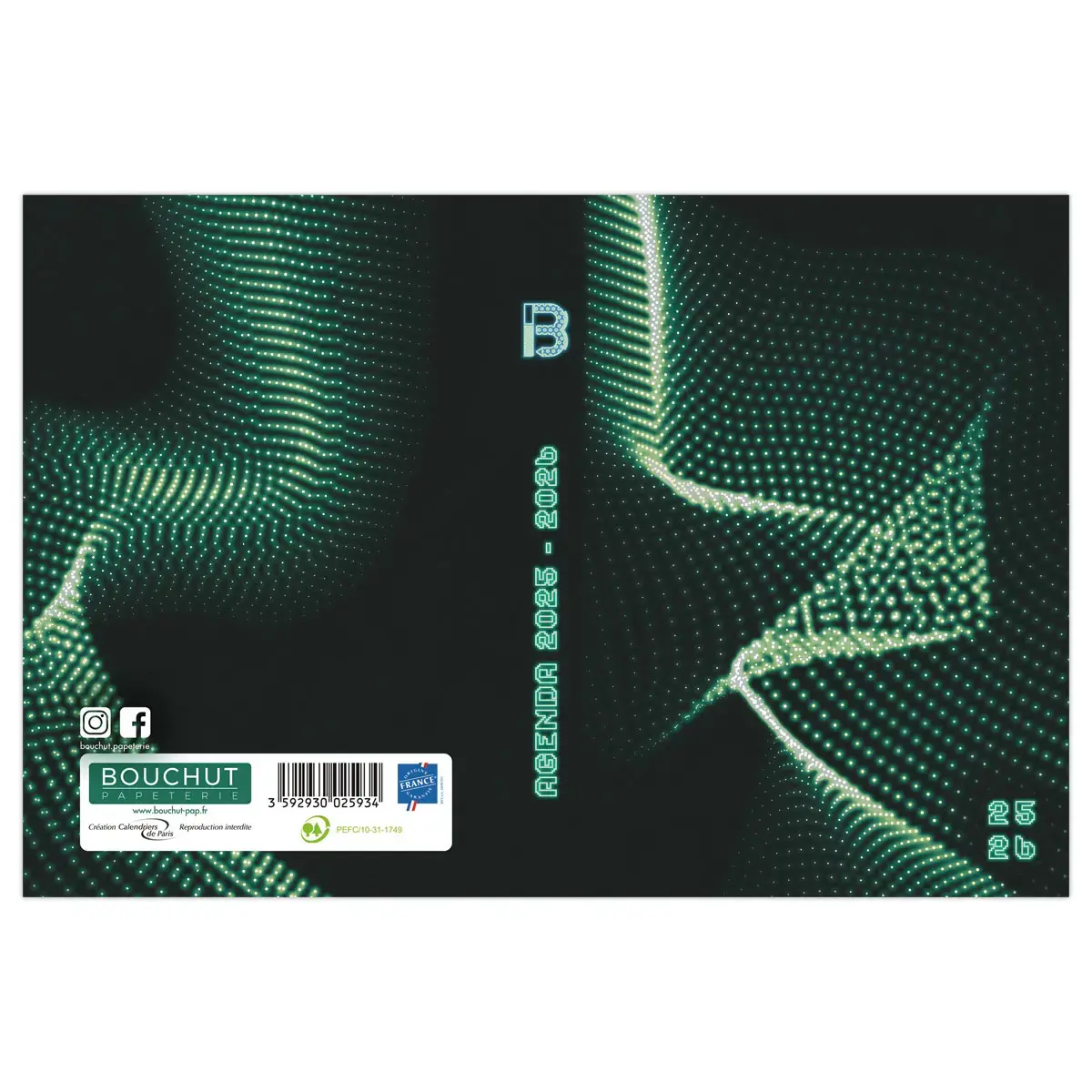 Agenda journalier Techno - 12,5x17,5 cm - Vert - Septembre &agrave; septembre - BOUCHUT GRANDREMY photo du produit