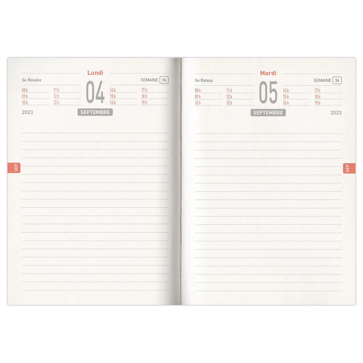 Agenda journalier Techno - 12,5x17,5 cm - Vert - Septembre &agrave; septembre - BOUCHUT GRANDREMY photo du produit