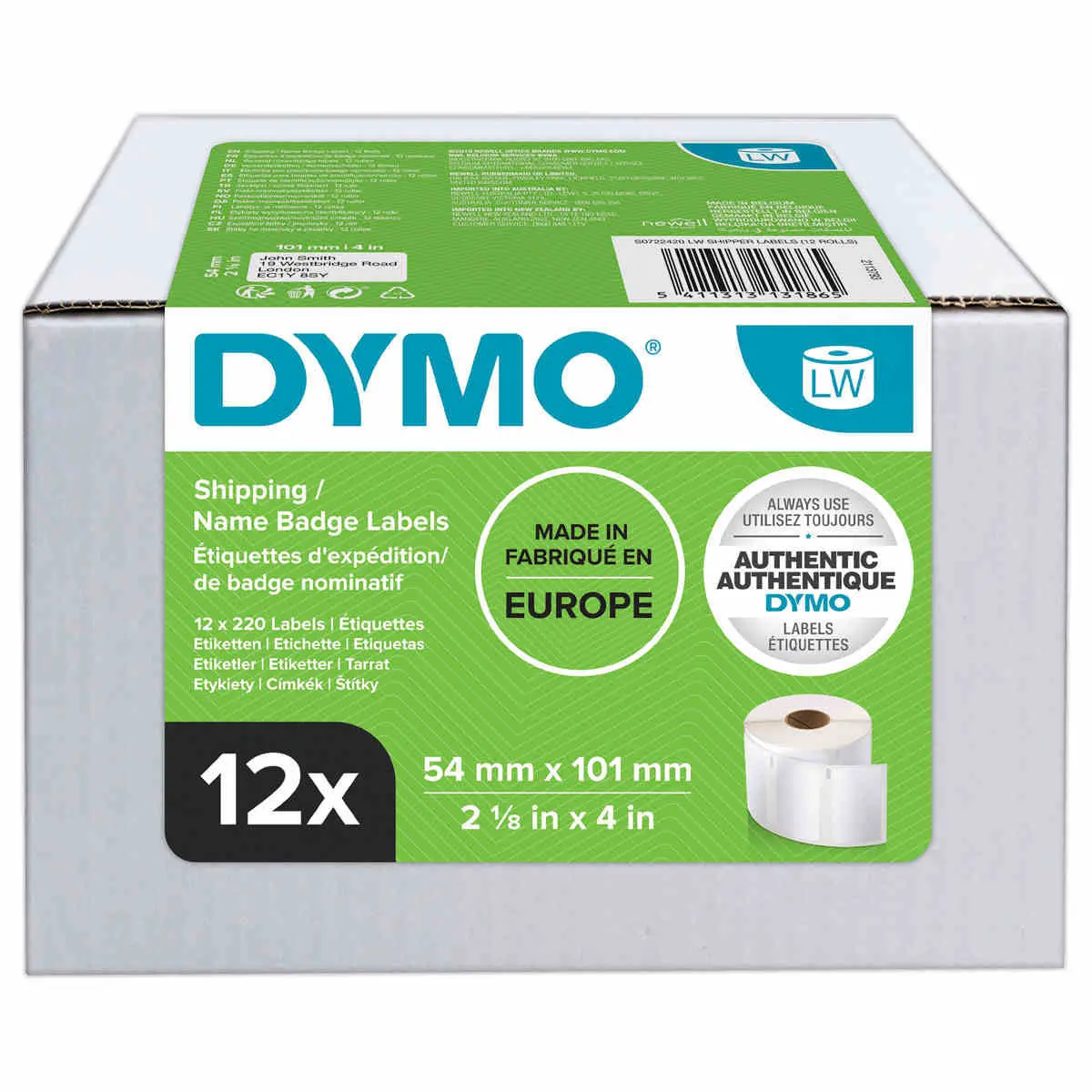 12 Rouleaux de 220 étiquettes blanches 101x54 mm pour DYMO Label Writer photo du produit